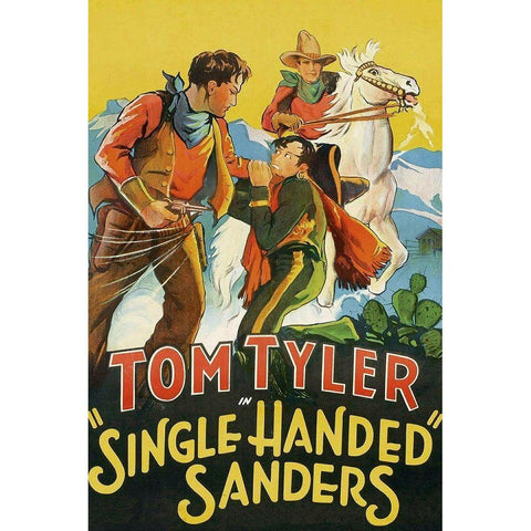 Vintage Westerns: Single Handed Sanders Gold Ornate Wood Framed Art Print with Double Matting by Unknown