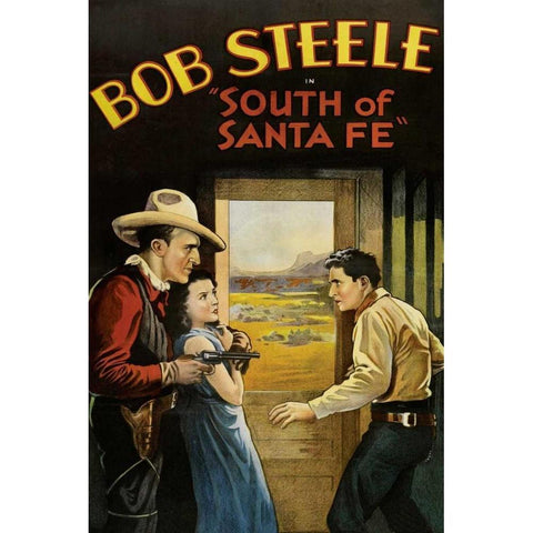 Vintage Westerns: South of Santa Fe White Modern Wood Framed Art Print by Unknown