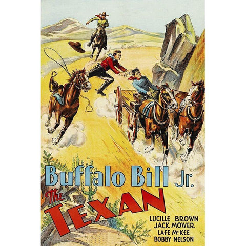 Vintage Westerns: Texan Gold Ornate Wood Framed Art Print with Double Matting by Unknown