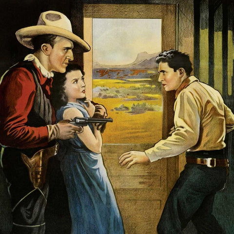 Vintage Westerns: South of Santa Fe - Detail White Modern Wood Framed Art Print with Double Matting by Unknown