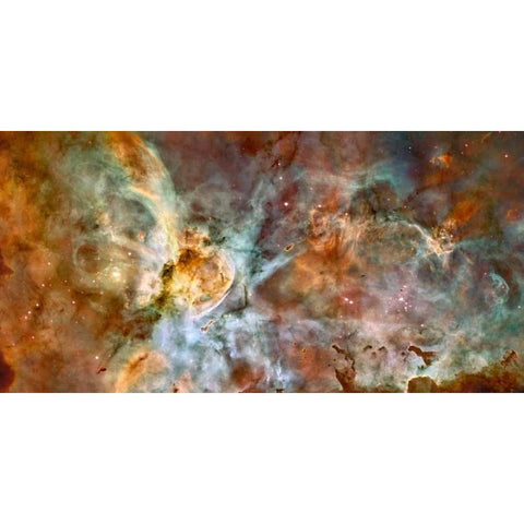 Carina Nebula Wide View Gold Ornate Wood Framed Art Print with Double Matting by NASA