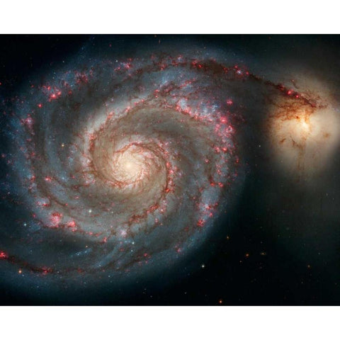 M51 - The Whirlpool Galaxy Black Modern Wood Framed Art Print with Double Matting by NASA