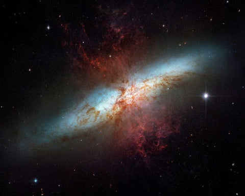 M82 - Starburst Galaxy Black Ornate Wood Framed Art Print with Double Matting by NASA