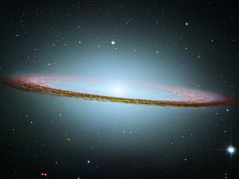 M104 - The Sombrero Galaxy - Colored with Infrared Data White Modern Wood Framed Art Print with Double Matting by NASA