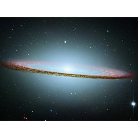 M104 - The Sombrero Galaxy - Colored with Infrared Data Gold Ornate Wood Framed Art Print with Double Matting by NASA