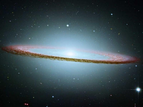 M104 - The Sombrero Galaxy - Colored with Infrared Data Black Ornate Wood Framed Art Print with Double Matting by NASA