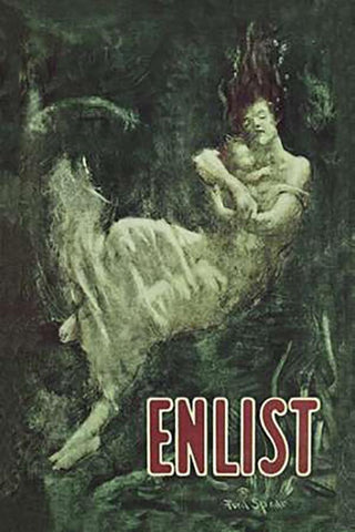 WWI: Enlist (Sinking Lusitania Victim) White Modern Wood Framed Art Print with Double Matting by Spear, Fred