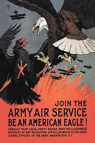 WWI: Join the Army Air Service: Be an American Eagle! Black Ornate Wood Framed Art Print with Double Matting by Bull, Charles Livingston