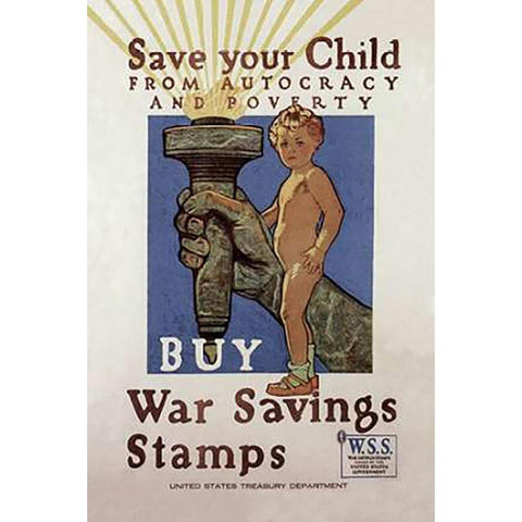 WWI: Save Your Child Black Modern Wood Framed Art Print by Paus, Herbert Andrew