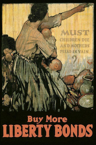 WWI: Must Children Die and Mothers Plead In Vain? White Modern Wood Framed Art Print with Double Matting by Unknown