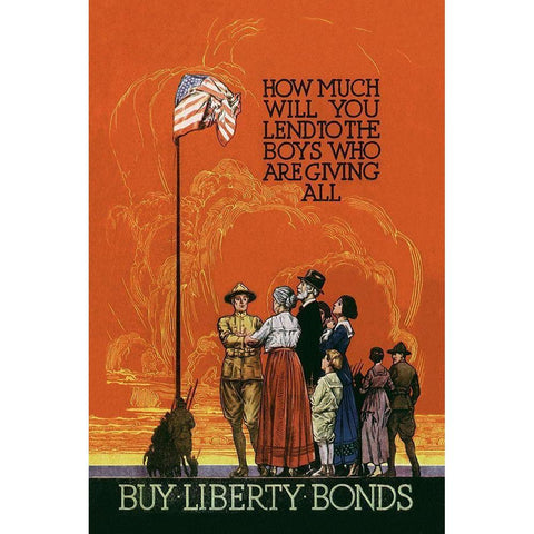 WWI: Buy Liberty Bonds Gold Ornate Wood Framed Art Print with Double Matting by Unknown