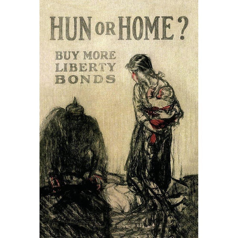 WWI: Hun or Home? White Modern Wood Framed Art Print by Unknown