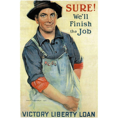 WWI: Sure! Well Finish White Modern Wood Framed Art Print by Unknown