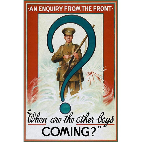 WWI: Enquiry from the Front White Modern Wood Framed Art Print by Unknown