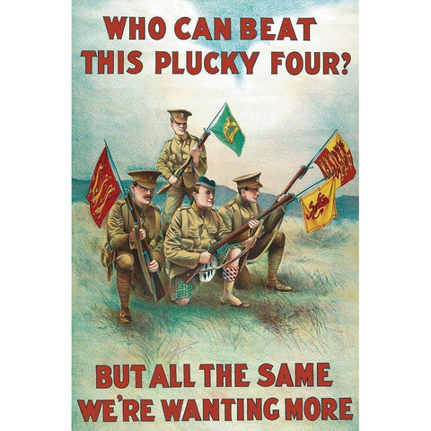 WWI: Plucky Four Gold Ornate Wood Framed Art Print with Double Matting by Unknown