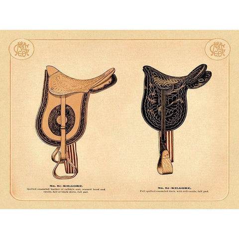 Saddles and Tack: Kilgore Saddles #2 Gold Ornate Wood Framed Art Print with Double Matting by Unknown