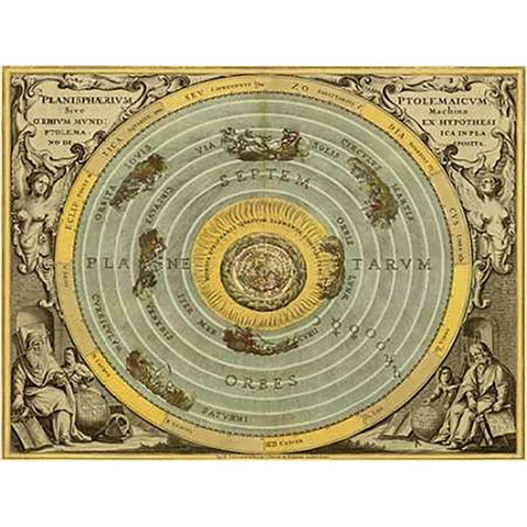 Maps of the Heavens: Planisphaerium Ptolemaicum Black Modern Wood Framed Art Print by Cellarius, Andreas