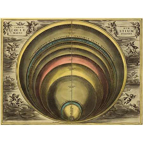 Maps of the Heavens: CorpMaps Coelestium Black Modern Wood Framed Art Print with Double Matting by Cellarius, Andreas