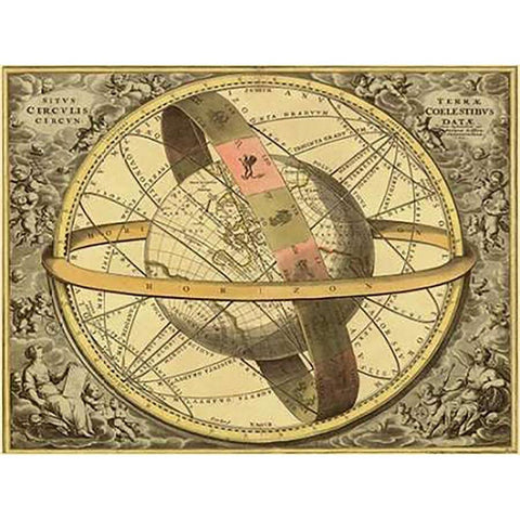 Maps of the Heavens: Circulis Coelestibus Black Modern Wood Framed Art Print by Cellarius, Andreas