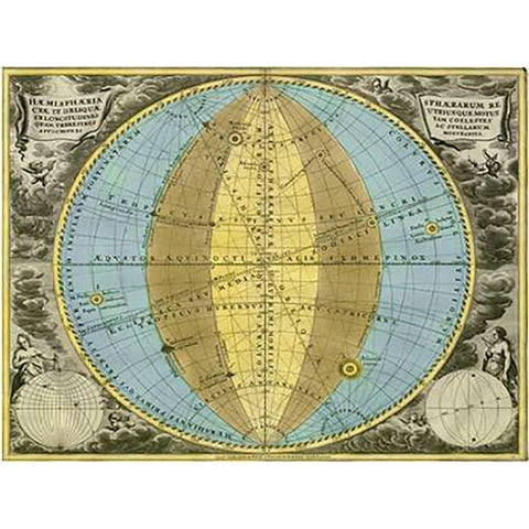 Maps of the Heavens: Hemisphaeria SphaeraMaps Black Modern Wood Framed Art Print by Cellarius, Andreas