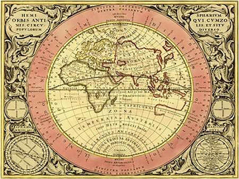 Maps of the Heavens: Hemisphaerium Orbis Antiqui Black Ornate Wood Framed Art Print with Double Matting by Cellarius, Andreas
