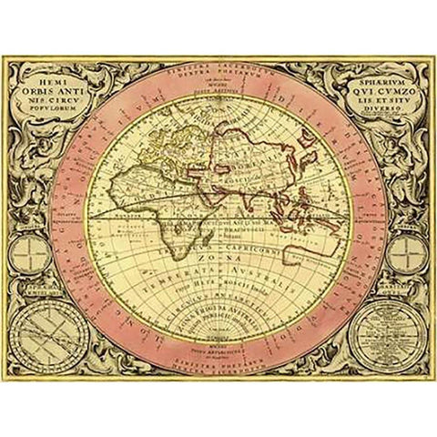 Maps of the Heavens: Hemisphaerium Orbis Antiqui Black Modern Wood Framed Art Print by Cellarius, Andreas