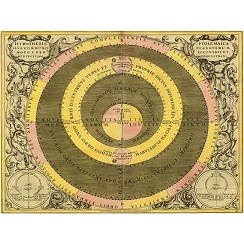 Maps of the Heavens: Hypothesis Ptomlemaica Black Modern Wood Framed Art Print by Cellarius, Andreas