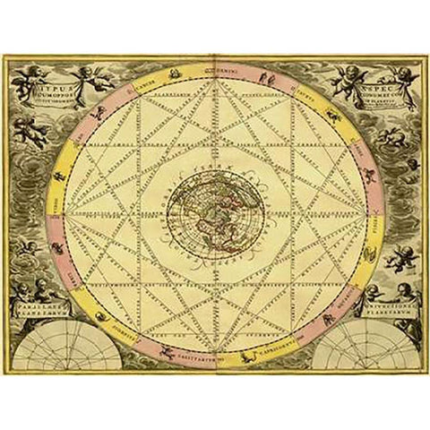 Maps of the Heavens: Typhus Aspec Black Modern Wood Framed Art Print with Double Matting by Cellarius, Andreas