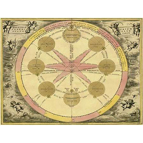 Maps of the Heavens: Theoria Trium Black Modern Wood Framed Art Print by Cellarius, Andreas