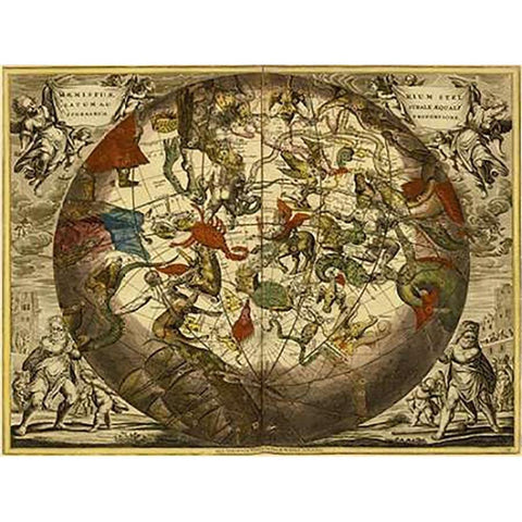 Maps of the Heavens: Haemisphaerium Stellatum Australe Aequali White Modern Wood Framed Art Print by Cellarius, Andreas