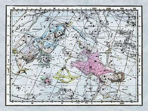 Maps of the Heavens: Andromeda and Perseus White Modern Wood Framed Art Print with Double Matting by Jamieson, Alexander