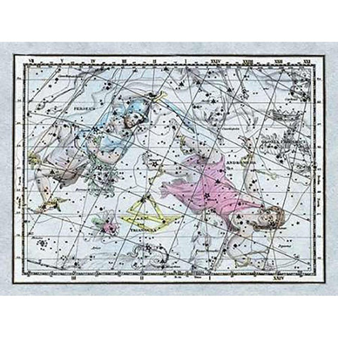 Maps of the Heavens: Andromeda and Perseus Black Modern Wood Framed Art Print by Jamieson, Alexander