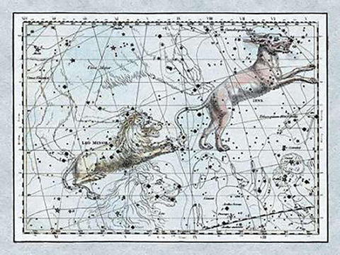 Maps of the Heavens: Leo Minor Black Ornate Wood Framed Art Print with Double Matting by Jamieson, Alexander