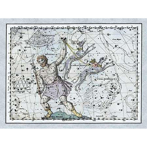 Maps of the Heavens: Bootes the Hunter and His Hounds White Modern Wood Framed Art Print by Jamieson, Alexander