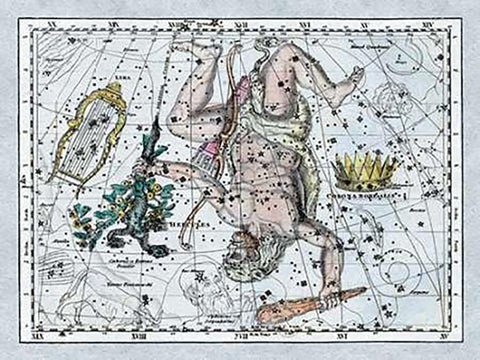 Maps of the Heavens: Hercules, the Lyre and Corona Borealis White Modern Wood Framed Art Print with Double Matting by Jamieson, Alexander