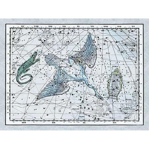 Maps of the Heavens: The Swan in the Milkyway Black Modern Wood Framed Art Print by Jamieson, Alexander