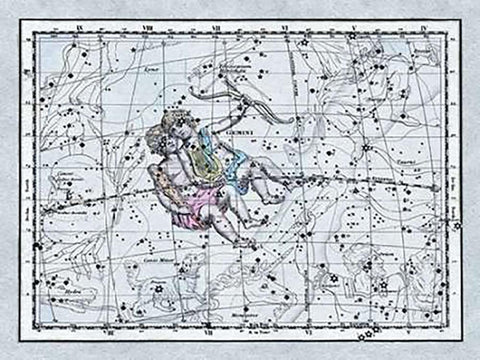 Maps of the Heavens: Gemini - the Twins - Castor and Pollux White Modern Wood Framed Art Print with Double Matting by Jamieson, Alexander