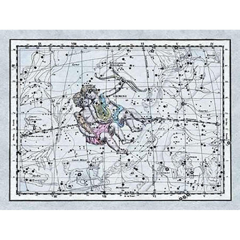 Maps of the Heavens: Gemini - the Twins - Castor and Pollux Black Modern Wood Framed Art Print with Double Matting by Jamieson, Alexander