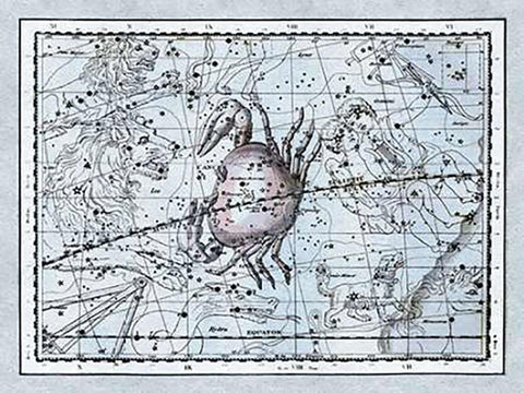 Maps of the Heavens: Cancer - the Crab White Modern Wood Framed Art Print with Double Matting by Jamieson, Alexander