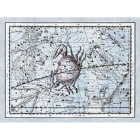 Maps of the Heavens: Cancer - the Crab Gold Ornate Wood Framed Art Print with Double Matting by Jamieson, Alexander