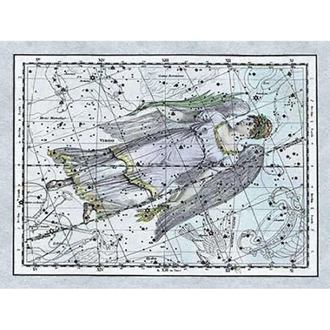 Maps of the Heavens: Virgo the Maiden White Modern Wood Framed Art Print by Jamieson, Alexander