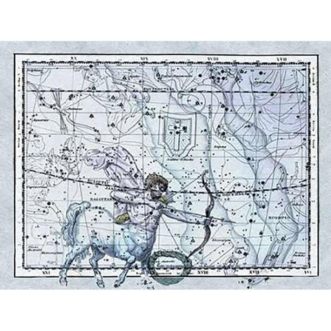 Maps of the Heavens: Sagittarius the Centaur Black Modern Wood Framed Art Print by Jamieson, Alexander