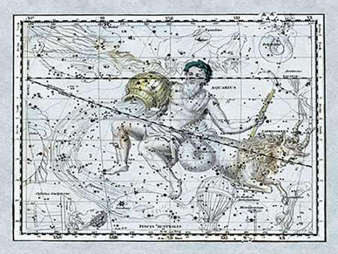 Maps of the Heavens: Aquarius the Water Bearer White Modern Wood Framed Art Print with Double Matting by Jamieson, Alexander