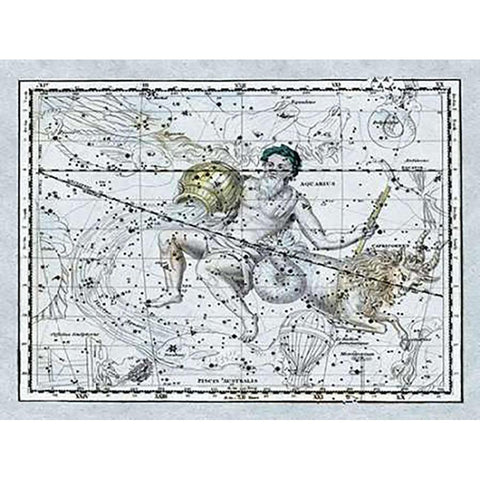 Maps of the Heavens: Aquarius the Water Bearer Black Modern Wood Framed Art Print with Double Matting by Jamieson, Alexander