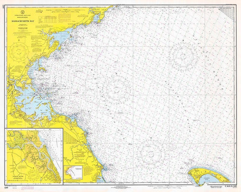 Nautical Chart - Massachusetts Bay ca. 1970 White Modern Wood Framed Art Print with Double Matting by NOAA Historical Map and Chart Collection