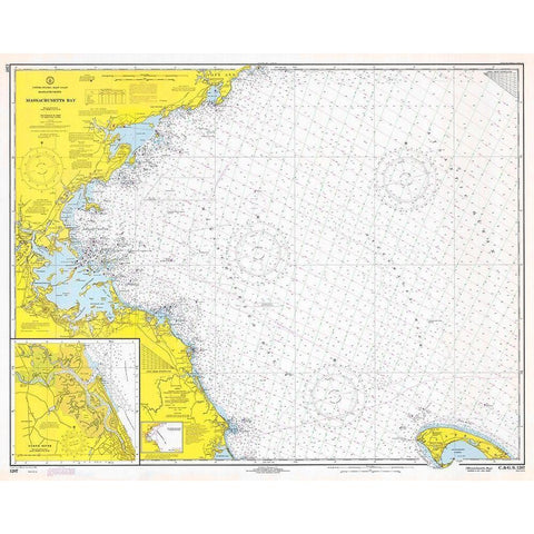 Nautical Chart - Massachusetts Bay ca. 1970 Black Modern Wood Framed Art Print with Double Matting by NOAA Historical Map and Chart Collection