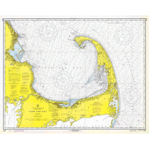 Nautical Chart - Cape Cod Bay ca. 1970 Gold Ornate Wood Framed Art Print with Double Matting by NOAA Historical Map and Chart Collection