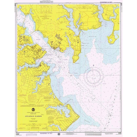 Nautical Chart - Annapolis Harbor ca. 1975 Black Modern Wood Framed Art Print by NOAA Historical Map and Chart Collection