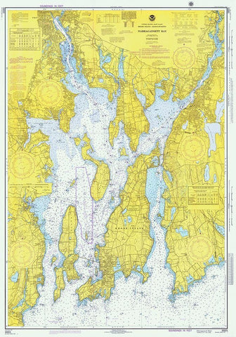 Nautical Chart - Narragansett Bay ca. 1975 White Modern Wood Framed Art Print with Double Matting by NOAA Historical Map and Chart Collection