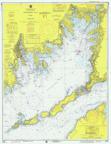 Nautical Chart - Buzzards Bay ca. 1974 White Modern Wood Framed Art Print with Double Matting by NOAA Historical Map and Chart Collection